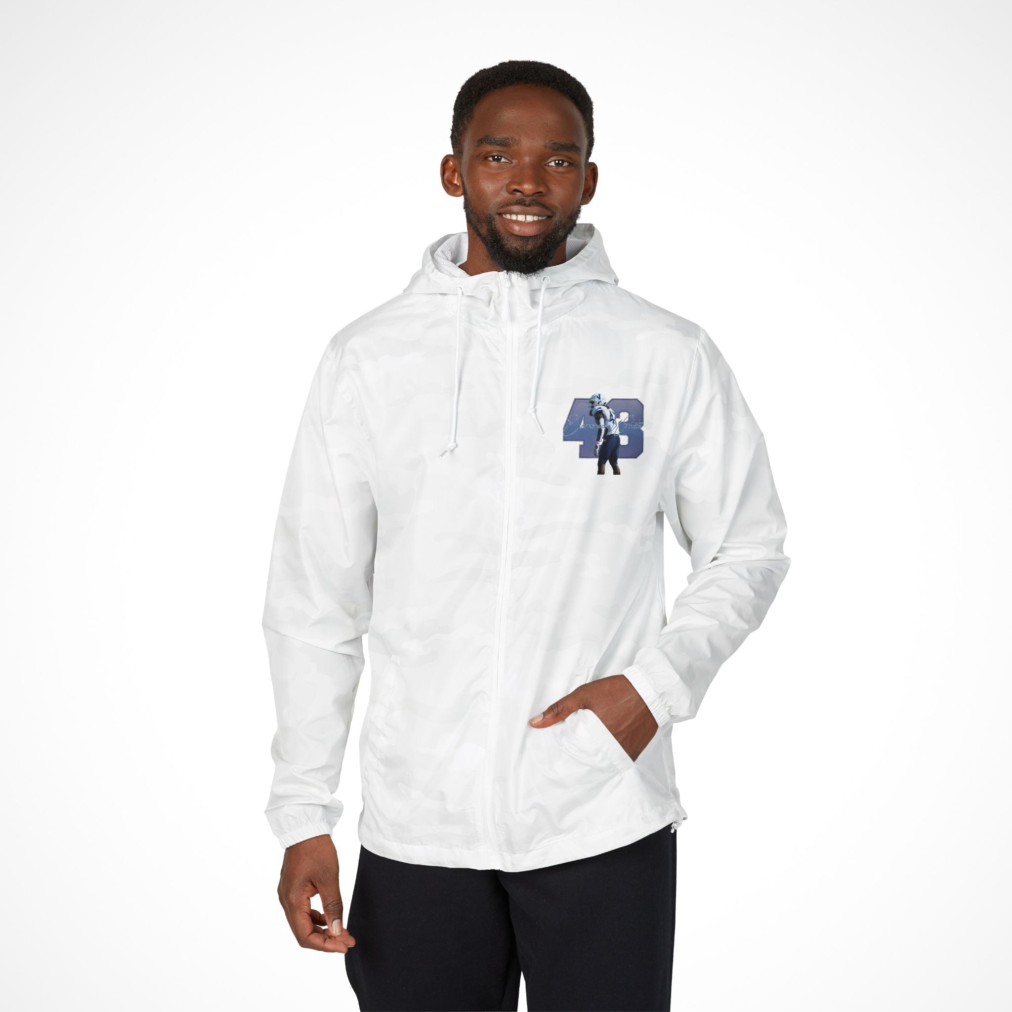 Emmanuel White Full-Zip Windbreaker