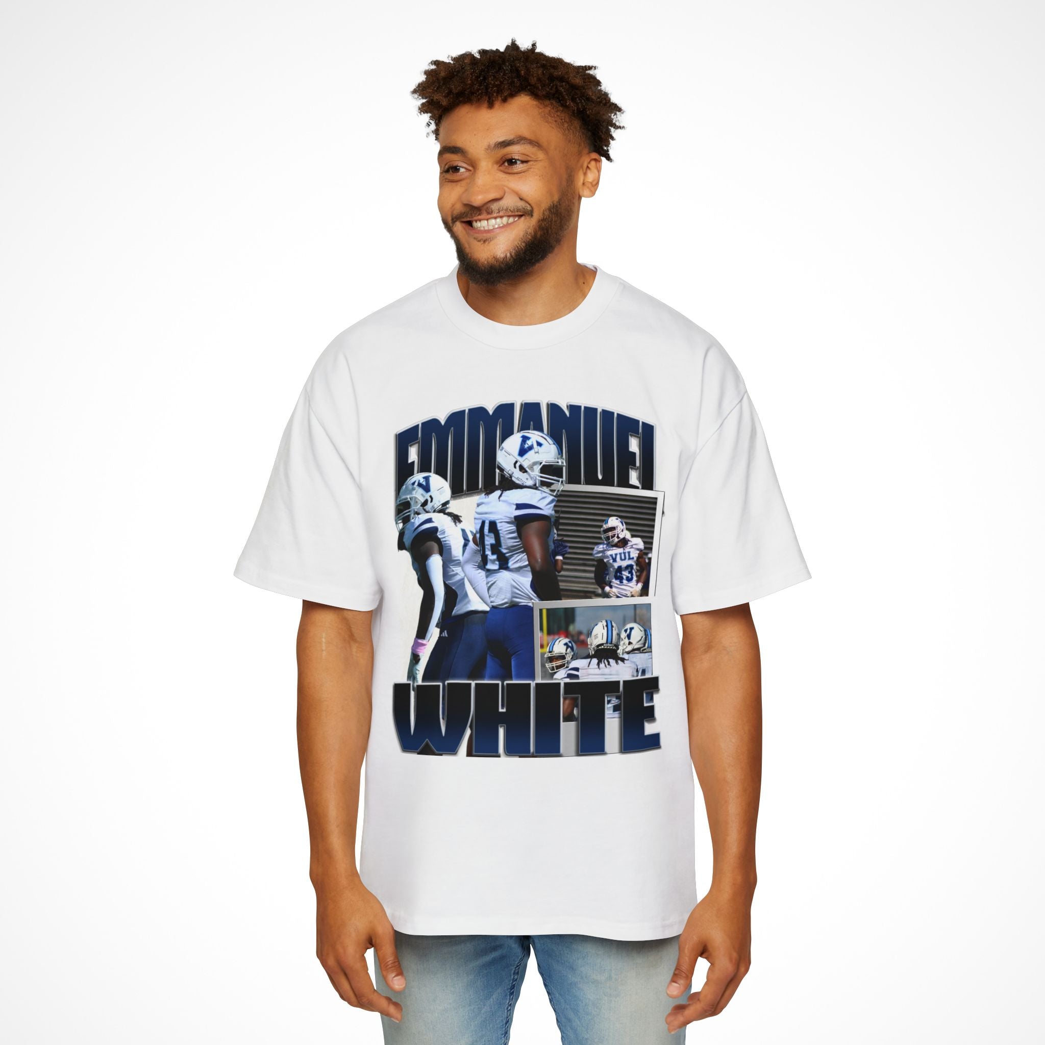 Emmanuel White Graphic Oversized Tee